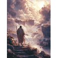 thumbnail image 1 of Shepherd Leading Sheep Landscape Canvas Wall Art 15.75x11.81 Inches, 1 of 8