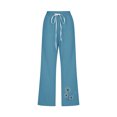 thumbnail image 3 of Pantalon en Coton et Lin Femme Mode Femmes Taille Haute Jambe Droite Poches Imprimé Coton et Lin Décontracté Poches Pantacourts Pantalon Taille Haute Pantacourts pour Femmes Pantalon Taille Haute pour Femmes, 3 of 3