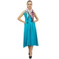 thumbnail image 1 of Bimba Women's Designer Rayon Dress With Pockets Solid Aqua Maxi With Scarf - 26, 1 of 6