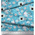 thumbnail image 3 of Soimoi Velvet Fabric Robin,Butterfly & Anemone Floral Print Fabric by The Yard 58 Inch Wide, 3 of 3