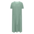 thumbnail image 4 of Erwazi Robe pour Femmes à Fermeture Éclair devant, Manches Courtes, Longue Robe de Chambre avec Poches, Tenue de Détente, 4 of 6