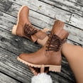 thumbnail image 2 of LOVZFMLL Bottes pour Femmes Mi-Mollet Bottes d'Hiver à Lacets Bout Rond Sangles Ajustables Talon Bas Épais Décontractées Mode Automne Chaussures, 2 of 7