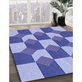 thumbnail image 3 of Ahgly Company Tapis d'Intérieur Lavable à la Machine, Carré, Transitionnel, Bleu, Tapis de Zone, 4 Pieds Carré, 3 of 7