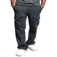 thumbnail image 4 of Men Fleece Sweatpants Cargo Trousers Drawstring Athletic Gym Workout Running Pants with Pocket Black XL, 4 of 5