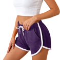 thumbnail image 2 of Womens Athletic Shorts Running Color Block Shorts with Pockets and Drawstring (Purple L), 2 of 3