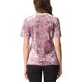 thumbnail image 3 of INSPIRE CHIC Haut en Velours Décontracté pour Femme à Col Rond et Manches Courtes TP Rose, 3 of 7