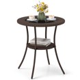 thumbnail image 1 of Patiojoy Outdoor Side Table with Storage PE Wicker Patio Bistro Table with Tempered Glass Tabletop, 1 of 9