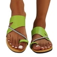 thumbnail image 4 of Styesk Womens Sandals Summer New Large Size One Line Set Toe Flat Rhinestones Large Size Outside To Wear Beach Sandals, 4 of 9