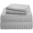 thumbnail image 1 of 700 Thread Count 100% Egyptian Cotton 3-Piece Fitted Sheet ( 1 Fitted Sheet + 2 Pillow Covers) 30 Inches Deep Pocket Size Stripe Pattern, 1 of 4
