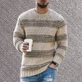 thumbnail image 2 of IROINNID Men's Round Neckline Long Sleeve Jumper Mid-Length Stripes Casual Pullover Ribbed Hem Sweater, 2 of 3