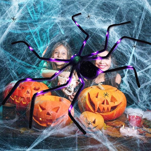 Décorations d'Araignée d'Halloween - Toile d'Araignée Triangulaire 200 + Araignées Géantes 50 - Kit de Décorations Parfait pour Extérieur et Intérieur pour Jardin Maison