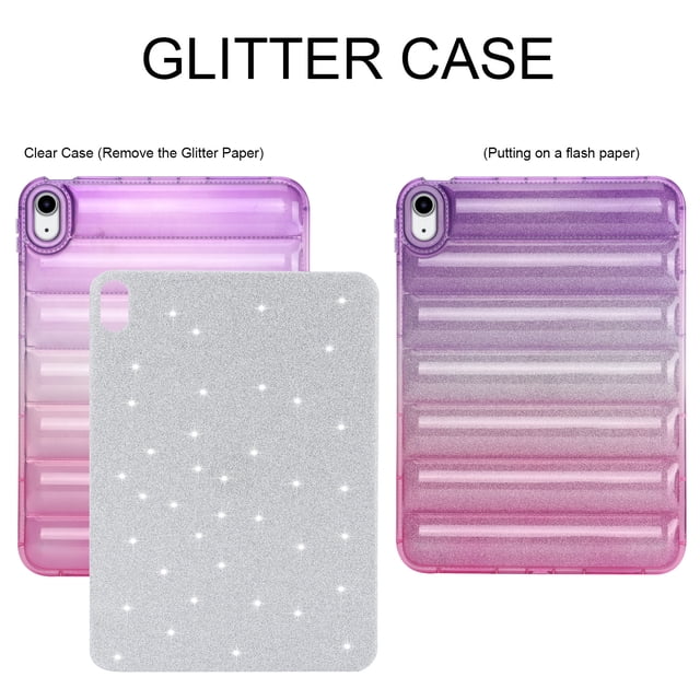 Étui de Tablette Bling Pailleté de Luxe pour IPAD PRO11 AIR3 4 5 Résistant aux Chutes IPAD 10 Mini 4 5 6 Silicone Souple Transparent Mode Rose pluple pour IPAD Mini 4