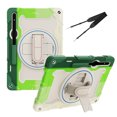 thumbnail image 1 of XYX 3in1 Rotating Stand Case for Samsung Galaxy Tab S7+/Tab S8+ 12.4 inch with Hand/Shoulder Strap, Shockproof Rugged, Colorful Green, 1 of 7