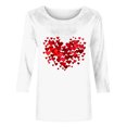 thumbnail image 4 of Penkiiy T-Shirts de la Saint-Valentin pour Femmes Col Rond Manches 3/4 T-Shirt Ample Hauts Blouses Chemises 4TG Multicolore, 4 of 5