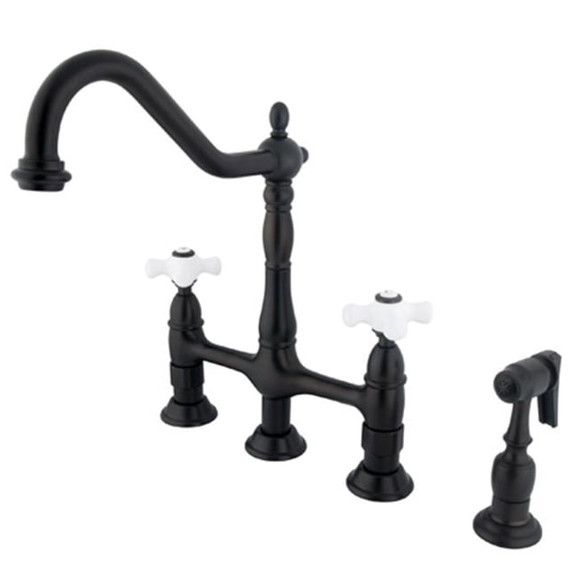 Kingston Brass KS1275PXBS 8 in. Center Kitchen Faucet With Side Sprayer