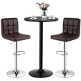 thumbnail image 1 of Gymax 3PCS Pub Table Set 24'' Round Bar Table & 2 Adjustable Bar Stools Brown, 1 of 10