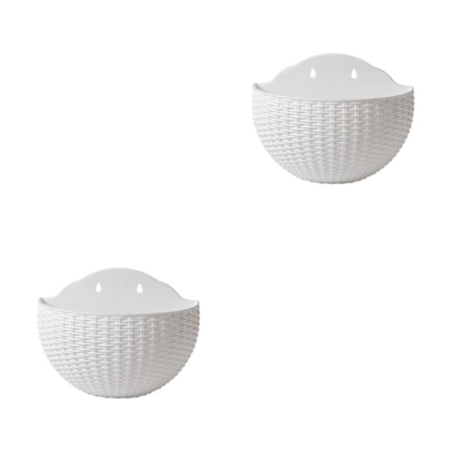 Youkk Easy To Install Double-layer Plastic Flowerpot For Walls Drainage Flower Pot White 2Set