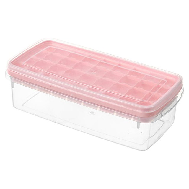 ruzhgo Ice Cube Tray Mold with Lid Reusable Rectangle Cubes Cream Maker Trays Removable Washable Freezer DIY Molds Kitchen Bar Light Green Pink