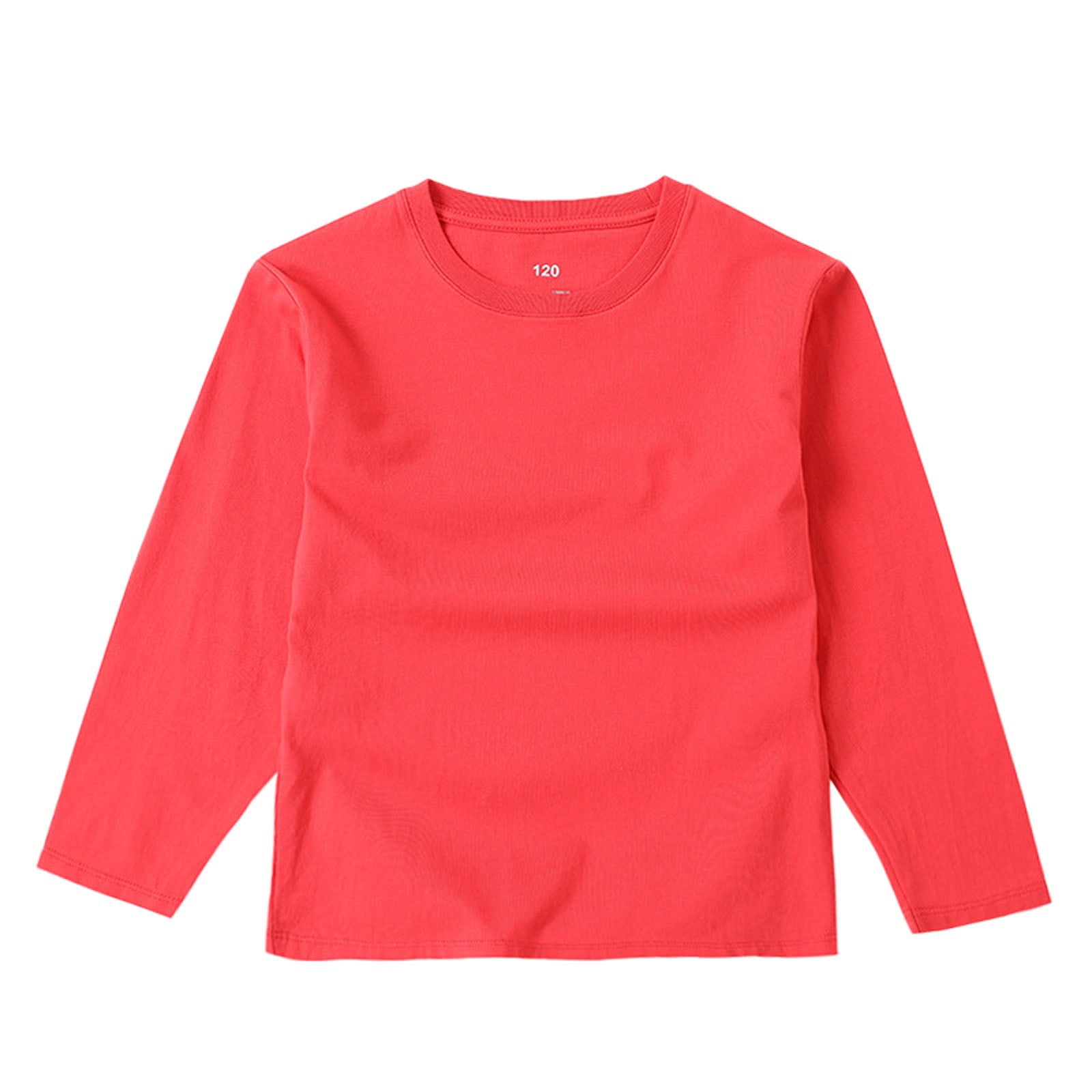 ZACPNCV Girls Long Sleeve T Shirts Kids Crewneck Fall Winter Tops Basic Tees Red 5-6 Years