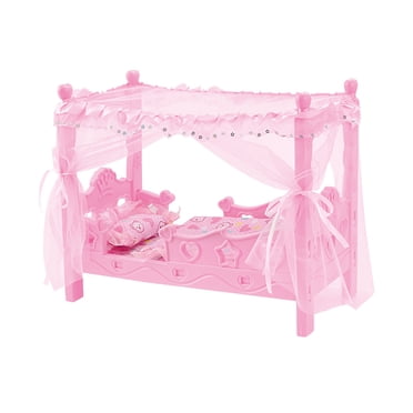 Baby Doll Pink Canopy Baby Doll Crib with Bedding 13.98 x 7.48 x 11.81 inch