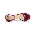 thumbnail image 4 of BLISSFUL STEP Women's Shoes Faux Suede Ankle Strap Kitten Heel Slide Straps Solid Sandals  Burgundy 9, 4 of 8