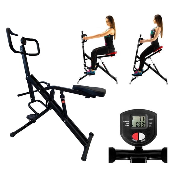 Power Rider Total Crunch Abdominal AB Core Fitness Squat Glutes Machine Workout Exercise Home Gym , Full Body Core Cardio Strength Training Fitness System 12 Hydraulic Adjustable Levels