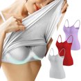 thumbnail image 2 of Timegard Camisoles pour Femmes 3 Pcs avec Soutien-Gorge Intégré Col Rond Bretelles Spaghetti Ajustées Douces Maillots de Corps Décontractés Hauts de Pyjama, 2 of 6