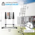 thumbnail image 2 of 12.5 FT Stainless Steel Telescoping Ladders - One-Button Retraction Collapsible Extension Ladder for Home,RV,Attic,Lasts 330 LBS with Balance Bar and Wheels, 2 of 5