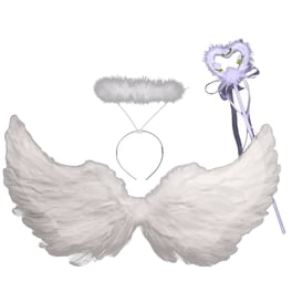 CANRNYACBZ Ailes d'ange Blanc avec Halo 60 x 35 cm Ailes et Auréole d'ange Blanc Ailes d'anges Plumes Enfant Déguisement Ange pour Halloween Carnaval