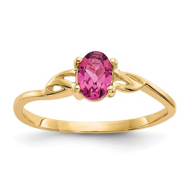 14K Yellow Gold Pink Tourmaline Birthstone Ring