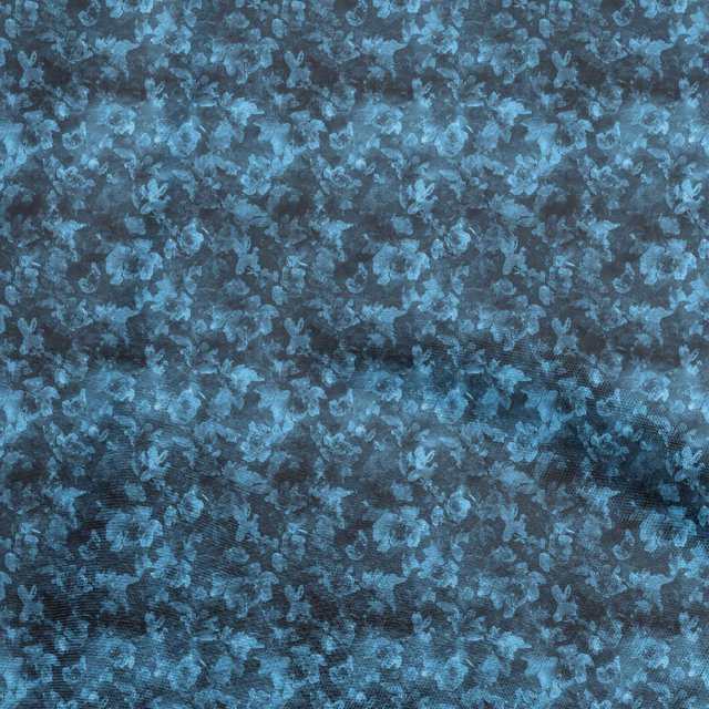 oneOone Coton Cambric Bleu Tissu Abstrait Floral Robe Tissu Tissu Imprimé par la Cour 42 Pouces Large-2rb