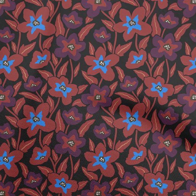 oneOone Rayon Maroon Fabric Floral Sewing Craft Projects Fabric Prints By Yard 56 Inch Wide
