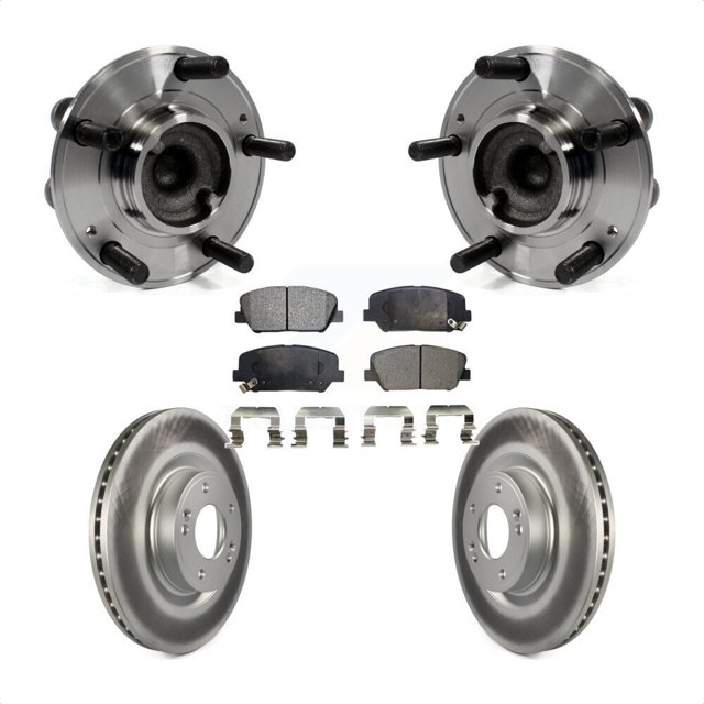 Transit Auto Front Hub Bearing Assembly Coated Disc Brake Rotors and Ceramic Pads Kit for Car Hyundai Genesis Coupe KBB-104713