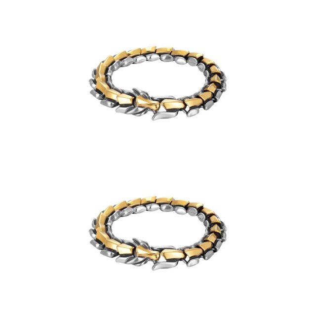 Thinsony Distinctive Gothic Punk Dragon Scale Bangle 48 inches Cool and Contemporary Light Gold 8.26 Inch 2Set