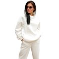 thumbnail image 4 of UKAP Ladies Sweatsuits Solid Color Two Piece Outfit Long Sleeve Jogger Set Loungewear Jogging Lounge Sets White XL, 4 of 7