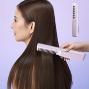 EGNMCR Electric Wireless Mini Hair Straightener, Rechargeable Heat Brush Straightener Comb, Portable Hair Straightening Brush, 2 In 1 Hot Comb For Women & Men straightening comb