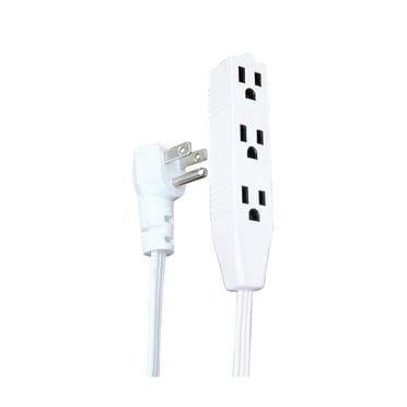 Xtricity - 3 Outlet Grounding Electric Extension Cord, 2 Meter Length, For Indoor Use, White