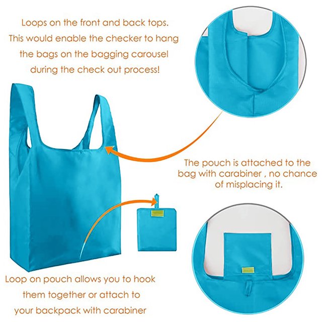 Agiferg Sac Fourre-Tout Pliable et Réutilisable Sac de Rangement Portable de Voyage Multicolore Sac d'Épicerie de Supermarché