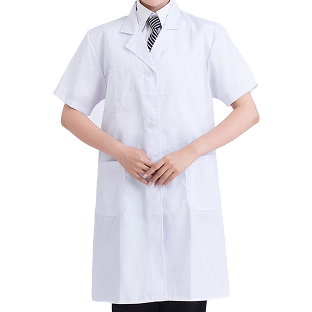 Laboratory Coat Buttons Multi Pocket Short Sleeve Pet Shop School Factory Work Clothes Internship Section Beautician Use Short Sleeve L