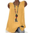 thumbnail image 2 of lcziwo Débardeur Estival Décontracté pour Femme Froncé Sans Manches en Coton et Lin Tunique Col Rond Confortable Doux Coupe Ample Gilet Chemise, Jaune, TTG, 2 of 9