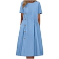 thumbnail image 1 of Cameland Robe Décontractée de Mode pour Femme Printemps Été à Manches Courtes, Col Rond, Longueur Genou, 1 of 5