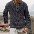 thumbnail image 2 of Long Cardigan pour Hommes Cardigan Décontracté Uni Manches Longues Chandail à Simple Boutonnage Col Rabattu Manches Longues pour Hommes Chandail pour Hommes Décontracté, 2 of 3