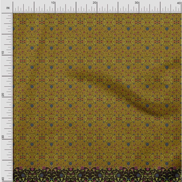 Soimoi Rayon Fabric Floral & Leaves Panel Print Fabric by Yard 56 Inch Wide
