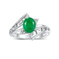 thumbnail image 1 of RYLOS Rings for Women Sterling Silver Greek Key Designer Ring 9X7MM Gemstone & Diamond Ring May Emerald Jewelry  Size 9, 1 of 7