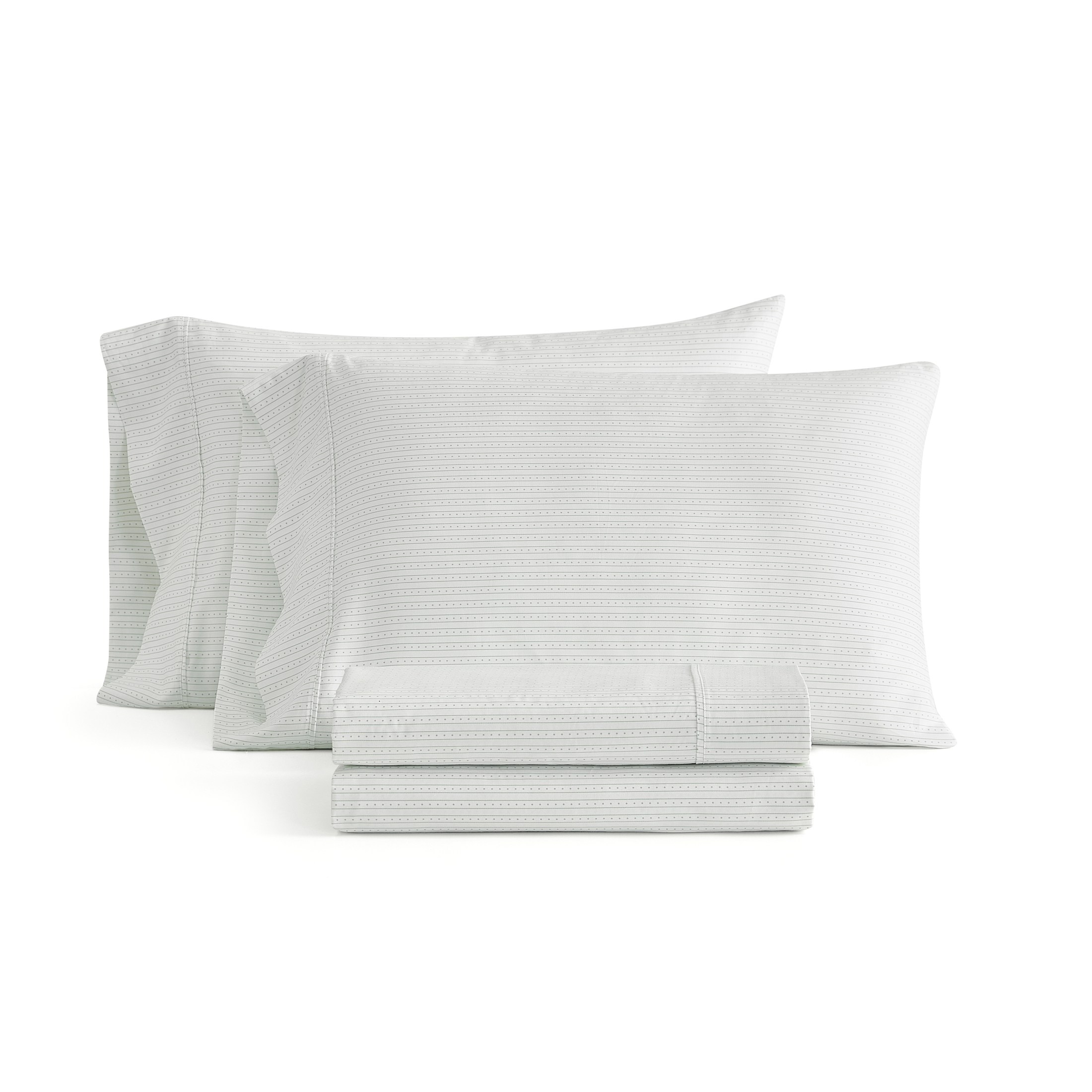 Martha Stewart Everyday Pima Cotton 600 Thread Count Dottie Stripe Green Sheet Set Double