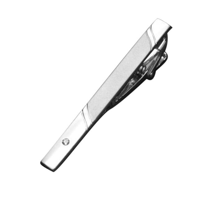 ZheElen 1pc Men Metal Silver Tone Simple Necktie Tie Bar Clasp Clip Clamp Pin