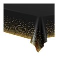 thumbnail image 1 of 1 Pack Black and Gold Plastic Tablecloths for Rectangle Tables, Disposable Party Gold Dot Confetti Table Covers for Birthday, Graduation, Cocktail Parties, 54" x 108", 1 of 6