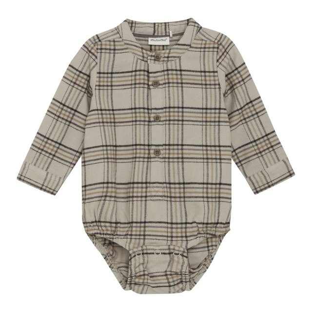 Minymo Justaucorps à Manches Longues à Carreaux - Oxford Tan (6 Mois)