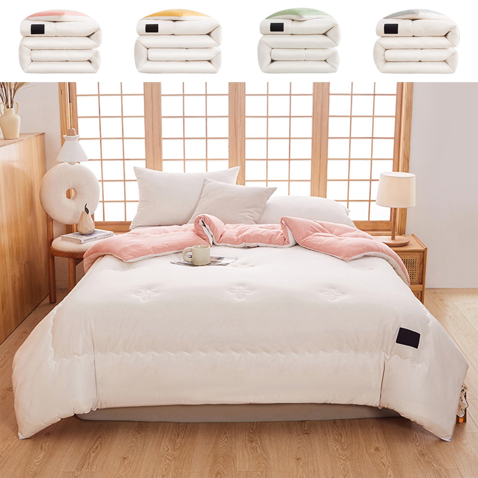 YYV Soy Fiber Washed Microfiber Lightweight Duvet Insert 59x79 in Breathable All-Season Comforter Core Hypoallergenic Machine Washable Soft Insulating Comforter Fill
