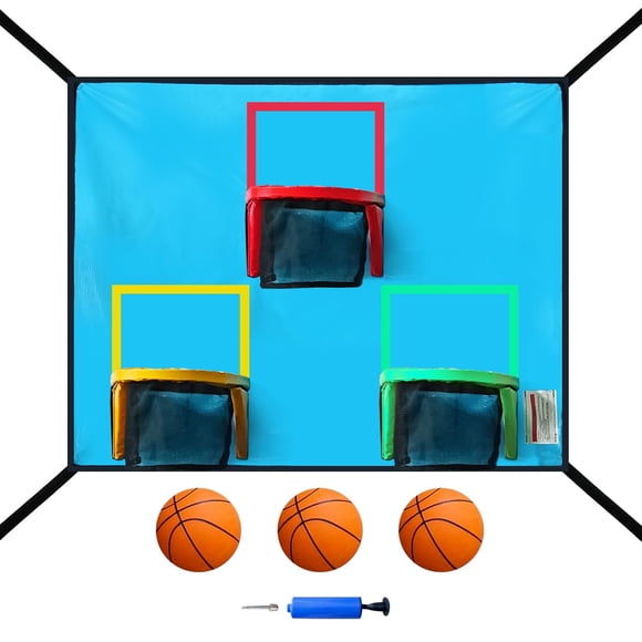 Trampoline Basketball Hoop With 3 Hoops and Balls - Lightweight, Universal Attachment, Easy to Install